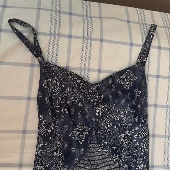 Blue Paisley Cut-Out Romper - Picture 3 of 11
